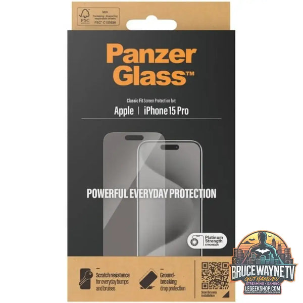 PanzerGlass Displayschutz Classic Fit, Schutzfolie transparent, iPhone 15 Pro - PanzerGlass
