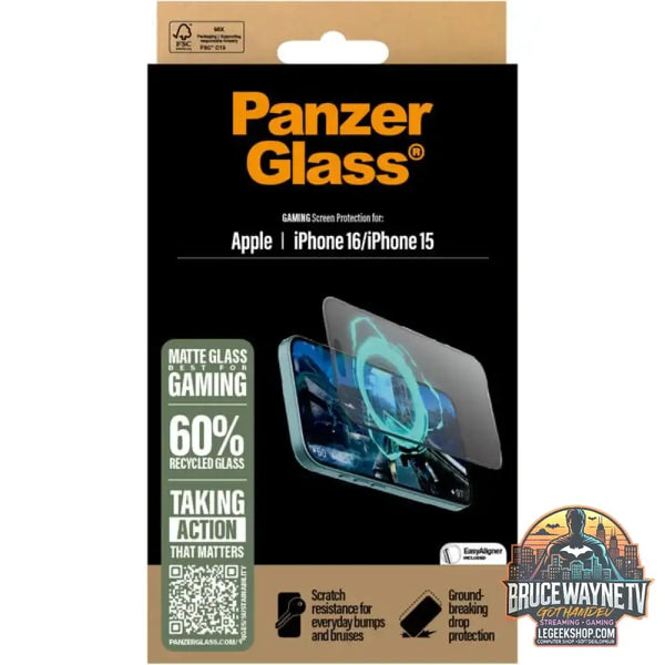 PanzerGlass Gaming Displayschutz Ultra-Wide Fit, Schutzfolie transparent, iPhone 16 / 15, EasyAligner - PanzerGlass