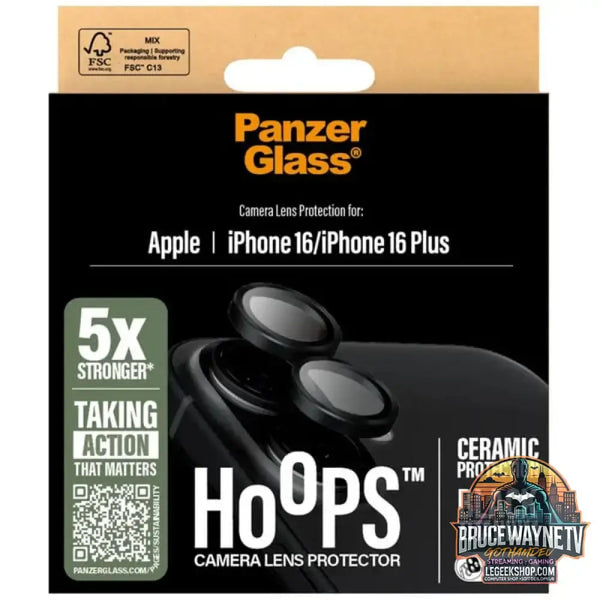 PanzerGlass Hoops Ceramic Kameraschutz, Schutzfolie schwarz, iPhone 16 / 16 Plus - PanzerGlass