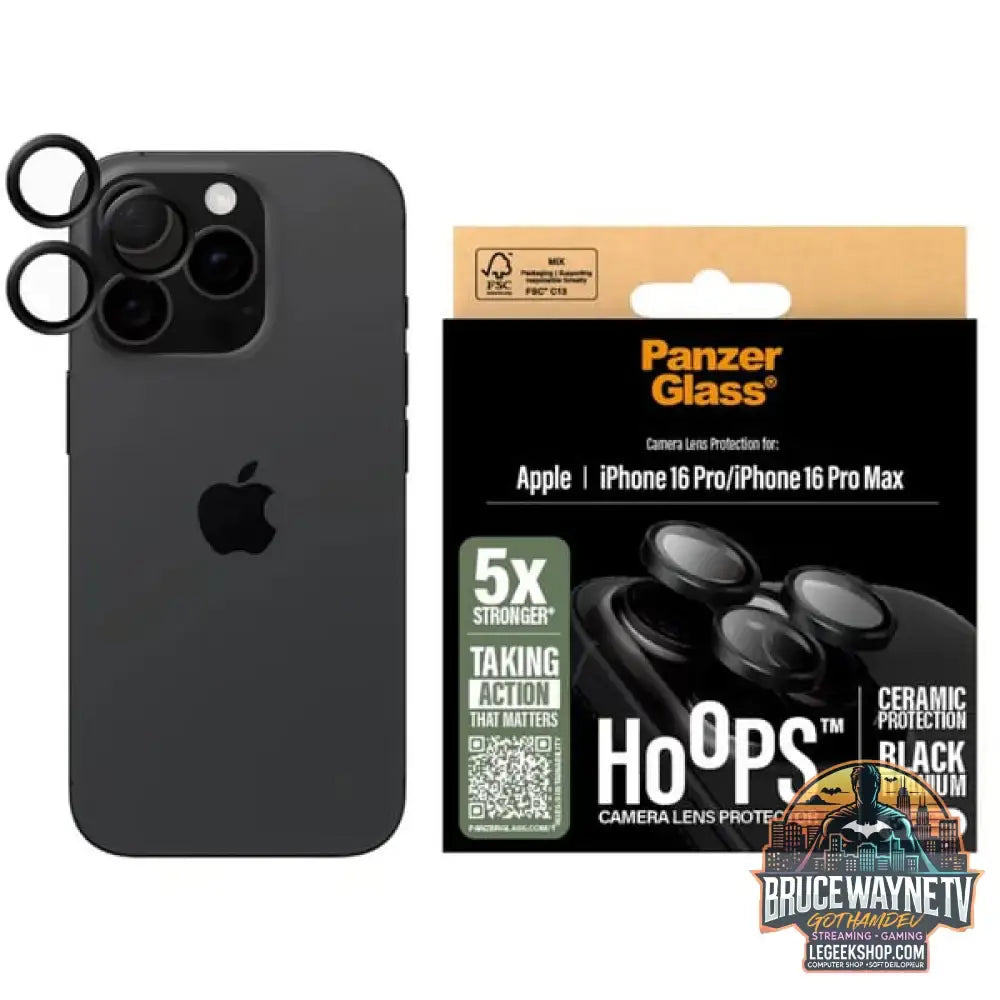 PanzerGlass Hoops Ceramic Kameraschutz, Schutzfolie schwarz, iPhone 16 Pro / 16 Max - PanzerGlass - vue 4