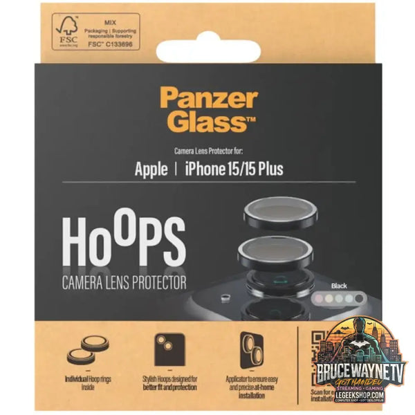 PanzerGlass Hoops Kameraschutz, Schutzfolie schwarz, iPhone 15 Plus / 15 - PanzerGlass