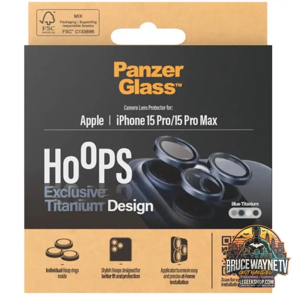 PanzerGlass Hoops Titanium Kameraschutz, Schutzfolie blau, iPhone 15 Pro / 15 Max - PanzerGlass