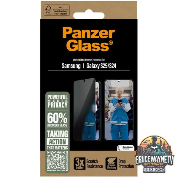 PanzerGlass Privacy Displayschutz Ultra-Wide Fit, Schutzfolie transparent, Samsung Galaxy S25 / S24 - PanzerGlass