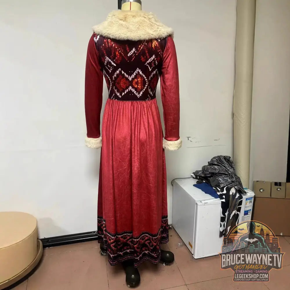 Robe Femme Longue Col Fourrure Épaissie Taille Haute - Robe Femme