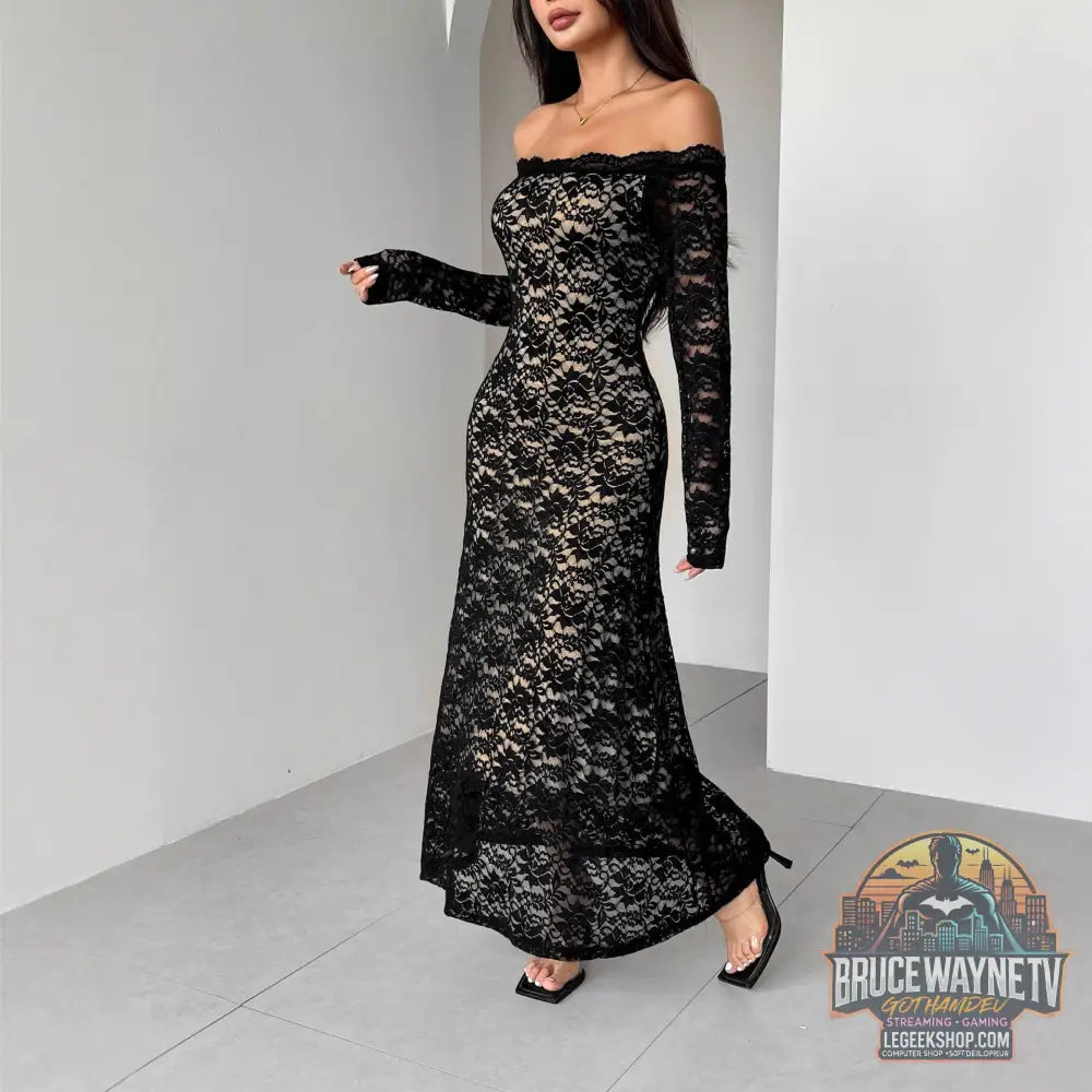 👗 Robe Longue Femme Col Off-Neck Slim Fit Élégante 2025 👗 - Robe Longue Femme
