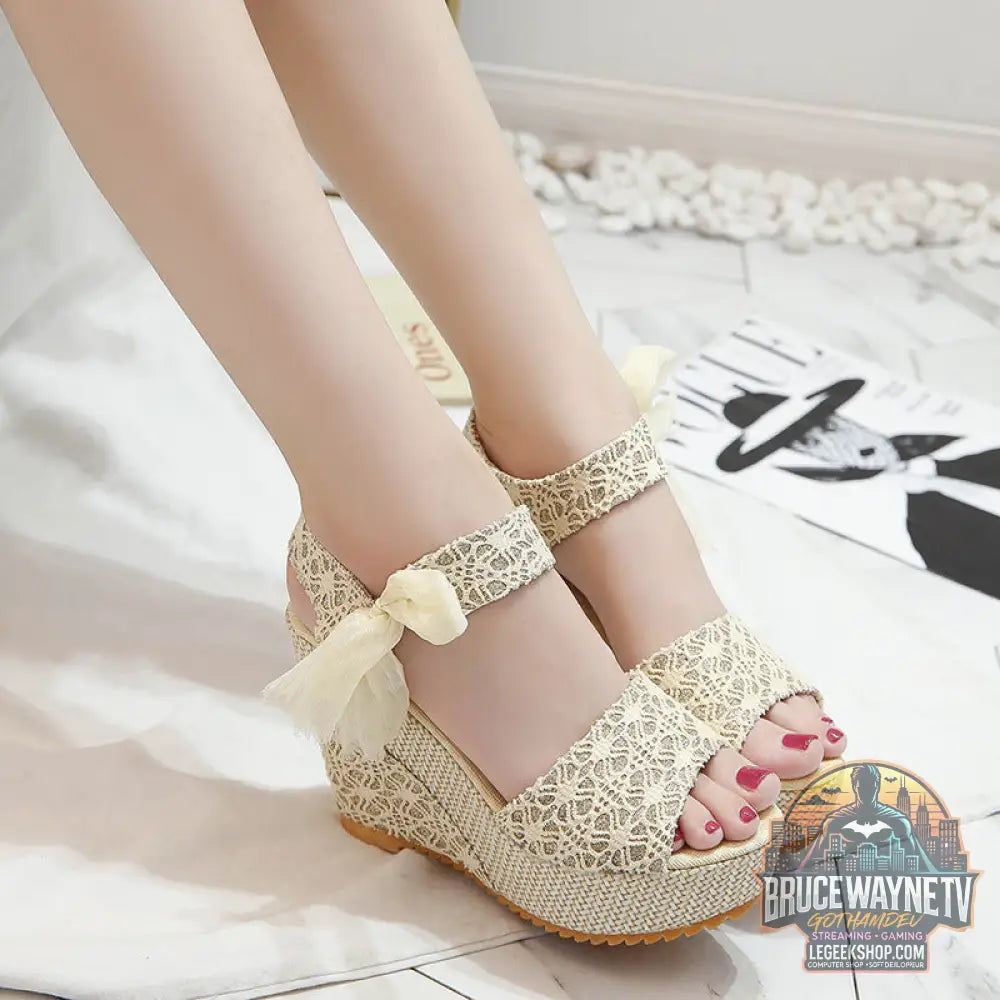 Sandales Femme Compensées Fashion Fleurs Bout Ouvert Légères - Gold / Size35 - Sandales Femme