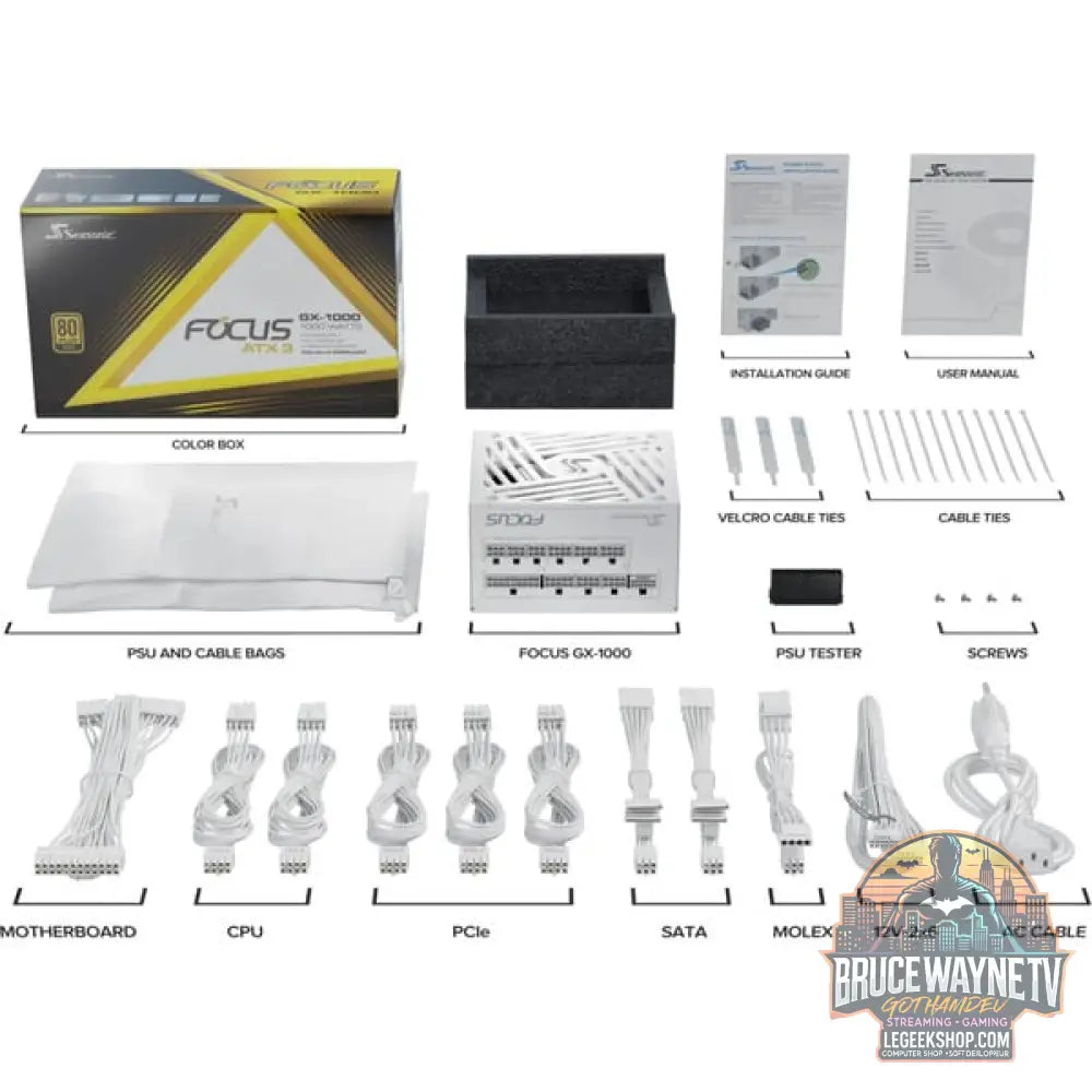Seasonic FOCUS GX-1000 1000W ATX3.1 White Edition, alimentation PC - Seasonic - vue 10