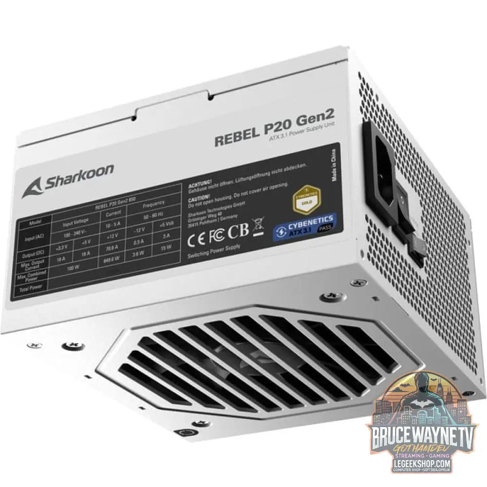 Sharkoon Rebel P20 Gen2 850 White, alimentation PC - Sharkoon - vue 6