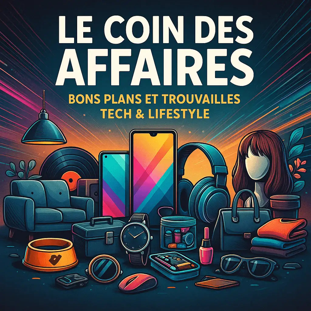 Un smartphone noir élégant avec un écran dégradé vibrant affichant des teintes de rose et de bleu.