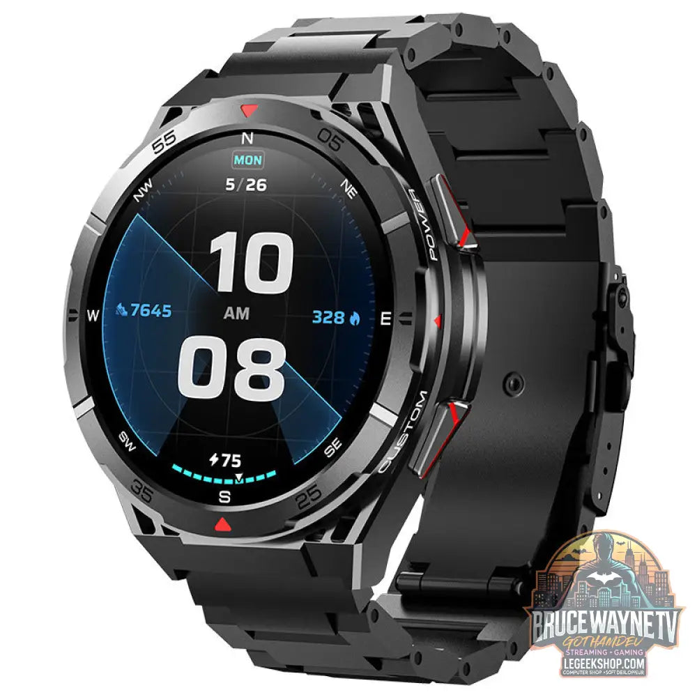 Smartwatch Montre Connectée Appels Bluetooth GPS Double Bande - Black Steel - Smartwatch
