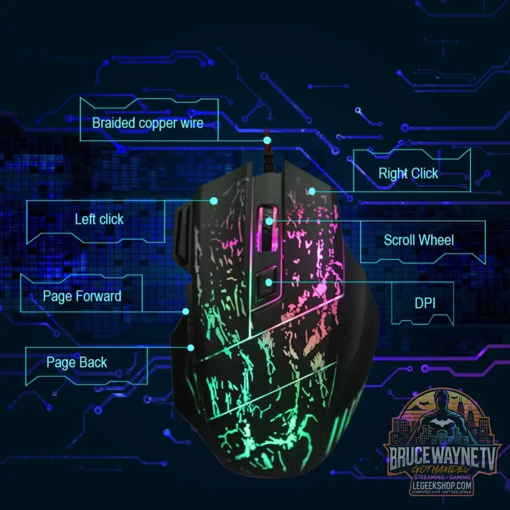 Souris Gaming Filaire Ergonomique LED RGB Pro - filaire - Souris Gaming