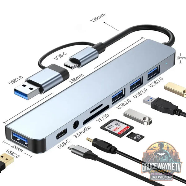 Station d’Accueil HUB USB + Type C 8 en 2 - 8 IN 2 - Hub USB