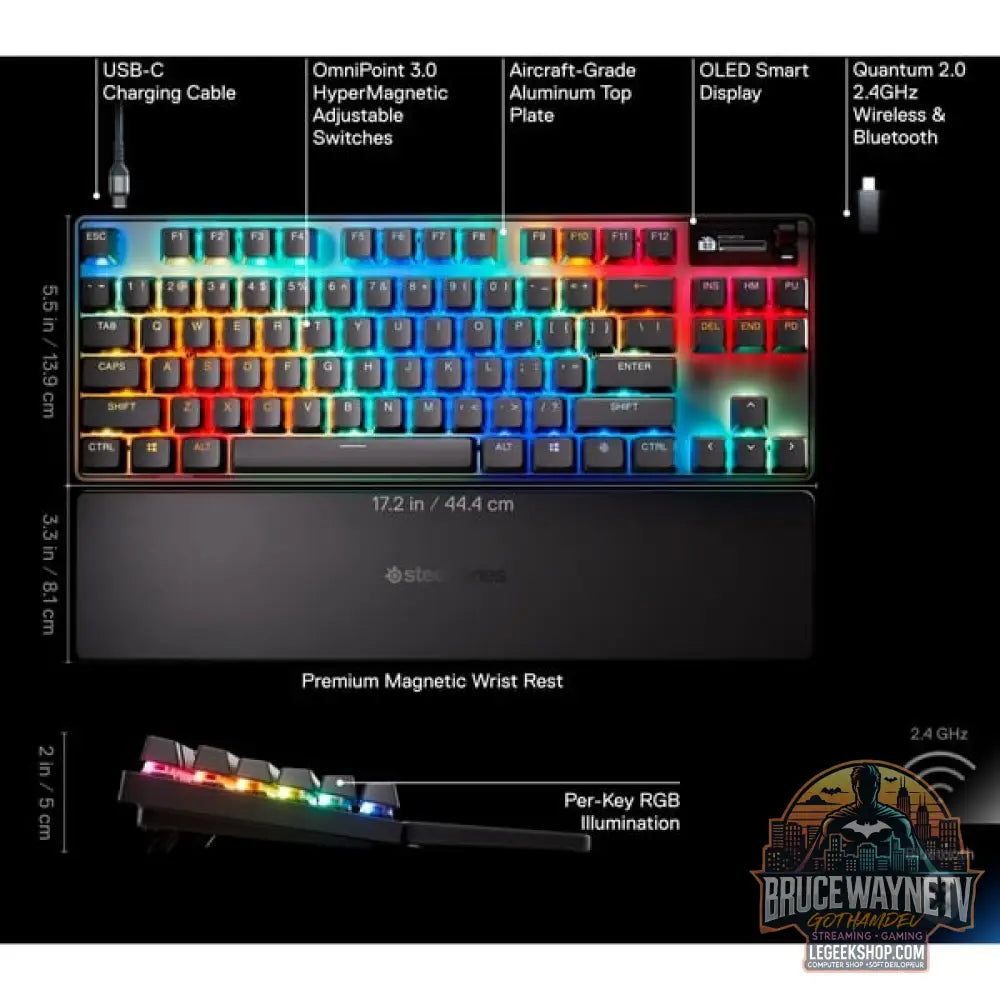 SteelSeries Apex Pro TKL Wireless Gen 3, clavier gaming - vue 10