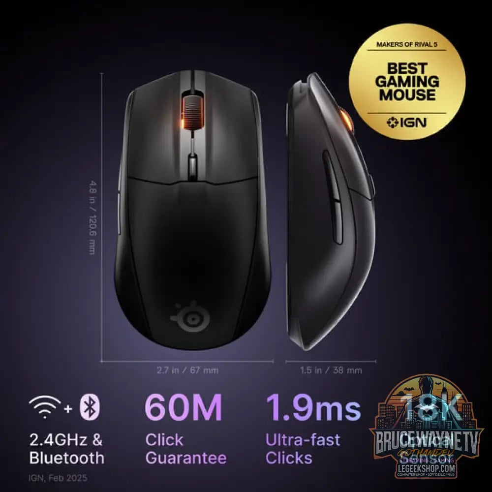 SteelSeries Rival 3 Wireless Gen 2, souris gaming - vue 9