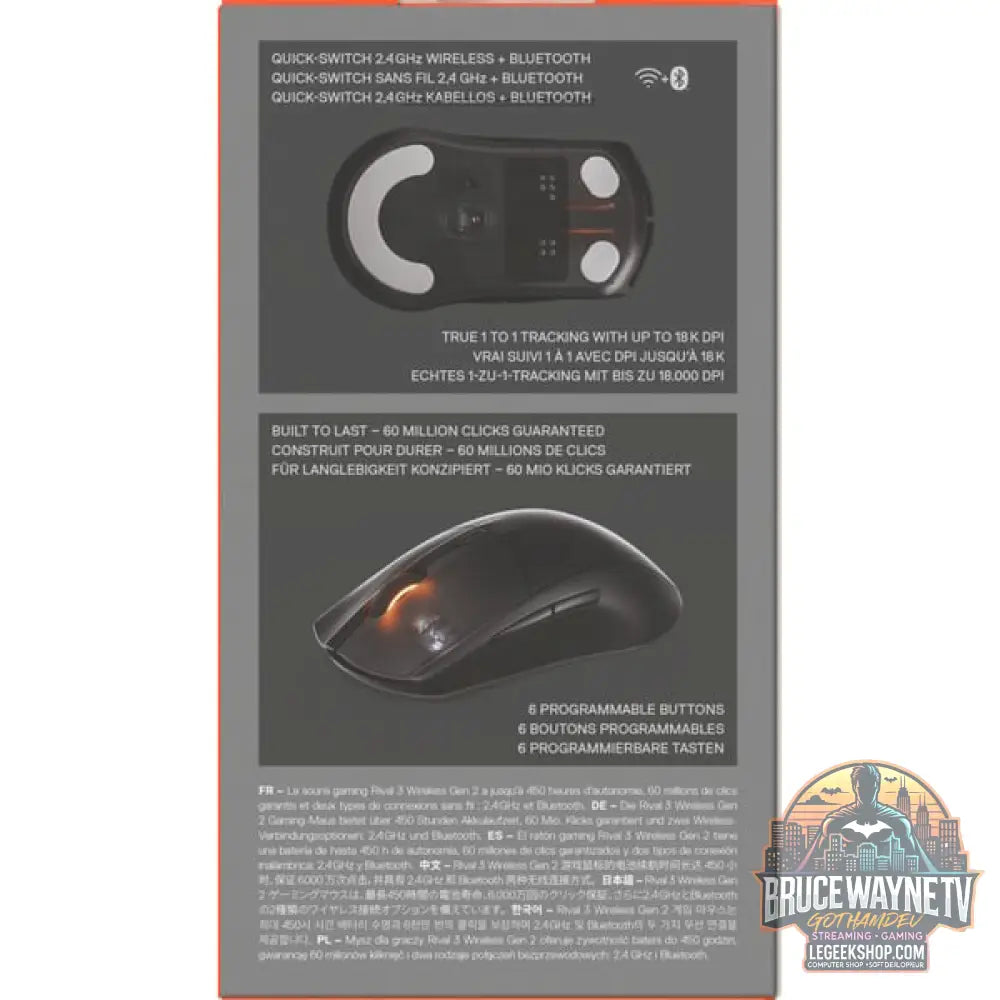 SteelSeries Rival 3 Wireless Gen 2, souris gaming - vue 8