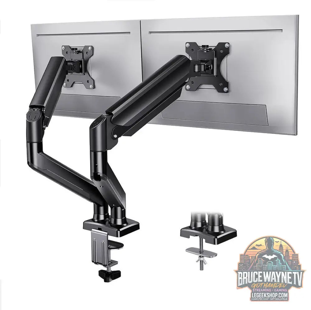Support Double Écran 32 Pouces Réglable Bureau Ergonomique - Black - Support Écran