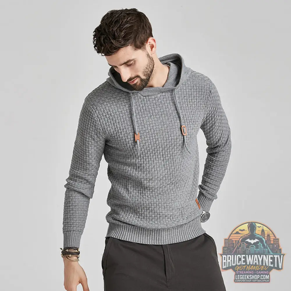 Sweat Capuche Homme Coton Motif Brocart Loose - Gray / S - Sweat à Capuche Homme