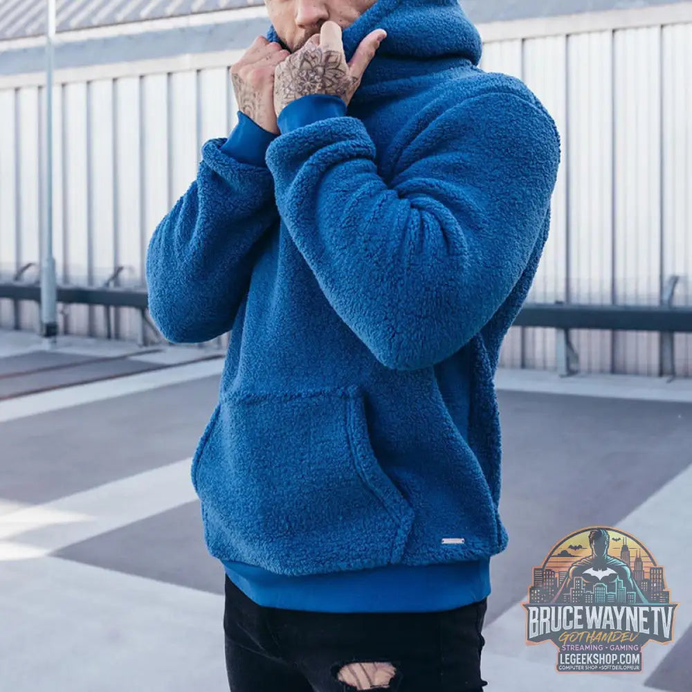 👕 Sweat Capuche Homme Peluche Grande Poche Confort 👕 - Blue / S - Sweat à Capuche Homme