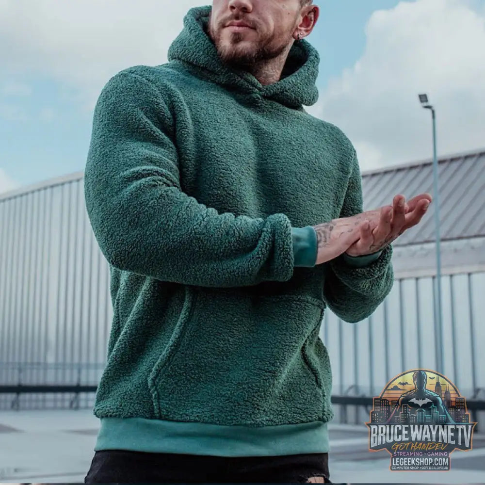 👕 Sweat Capuche Homme Peluche Grande Poche Confort 👕 - Dark green / S - Sweat à Capuche Homme