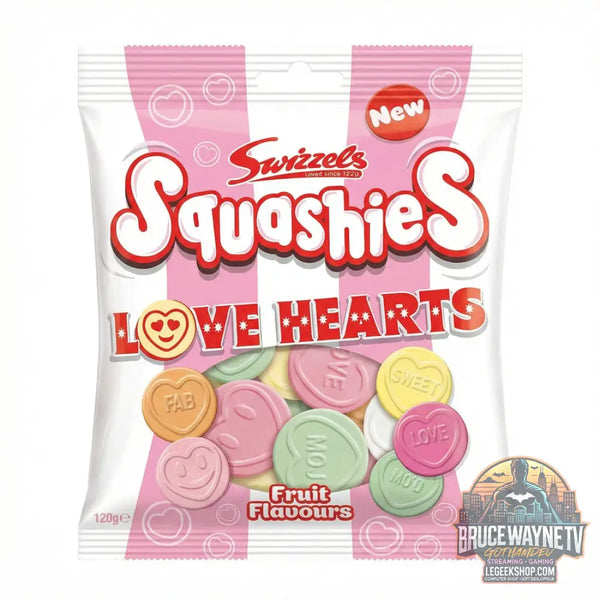 Swizzels Squashies Love Hearts bonbons gélifiés aux fruits de 120g (Paquet de 12) - Snacks & boissons importés