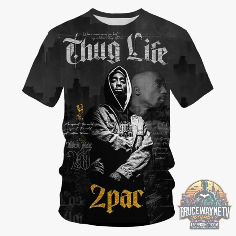 T-Shirt Homme Harajuku 2Pac Hip Hop Graphique Été - S49TX7217 / XXXL - T-Shirt Homme