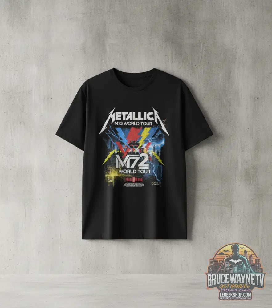 T-shirt Metallica M72 World Tour Dublin 2026 unisexe, en coton doux. Idéal pour un look Y2K et concerts.