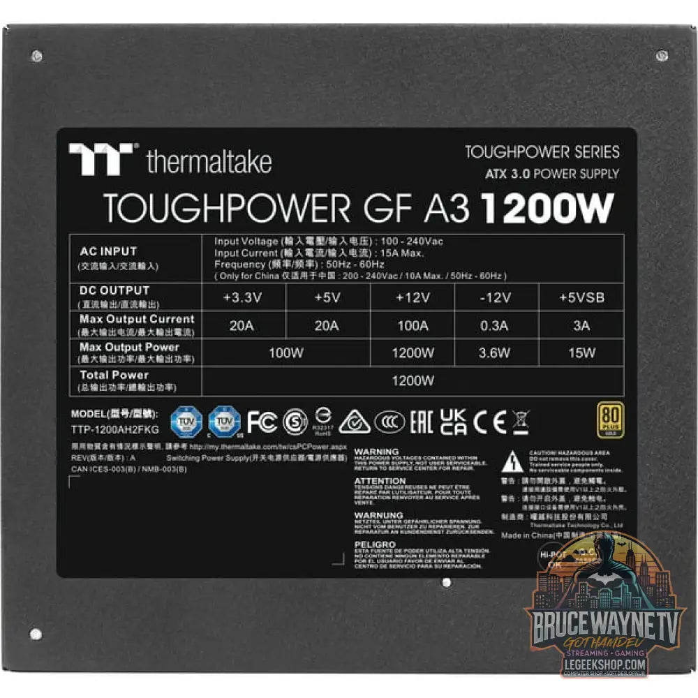 Thermaltake TOUGHPOWER GF A3 Gold 1200W - TT Premium Edition, alimentation PC - Thermaltake - vue 7