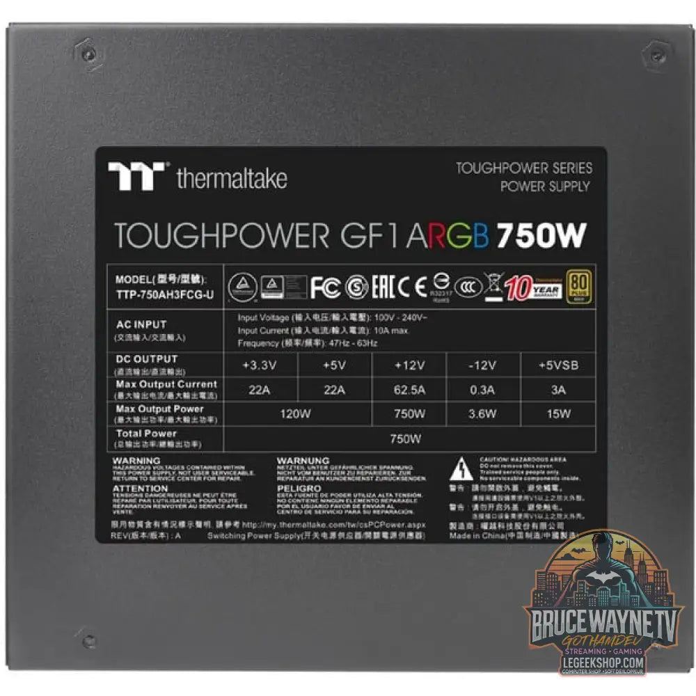 Thermaltake Toughpower GF1 ARGB 750W, alimentation PC - Thermaltake - vue 11