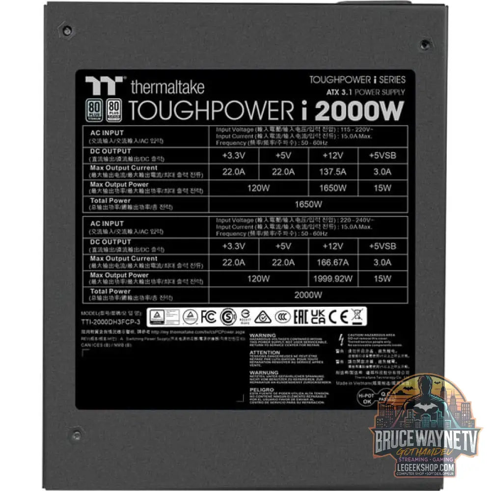 Thermaltake TOUGHPOWER i 2000W, alimentation PC - Thermaltake - vue 7