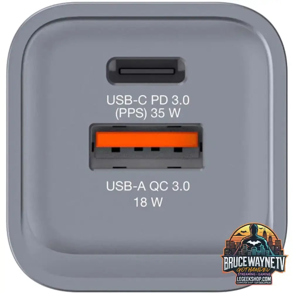 Verbatim GaN-Ladegerät 35W, 1x USB-A, 1x USB-C grau, PD 3.0, QC 3.0 - Verbatim - vue 4