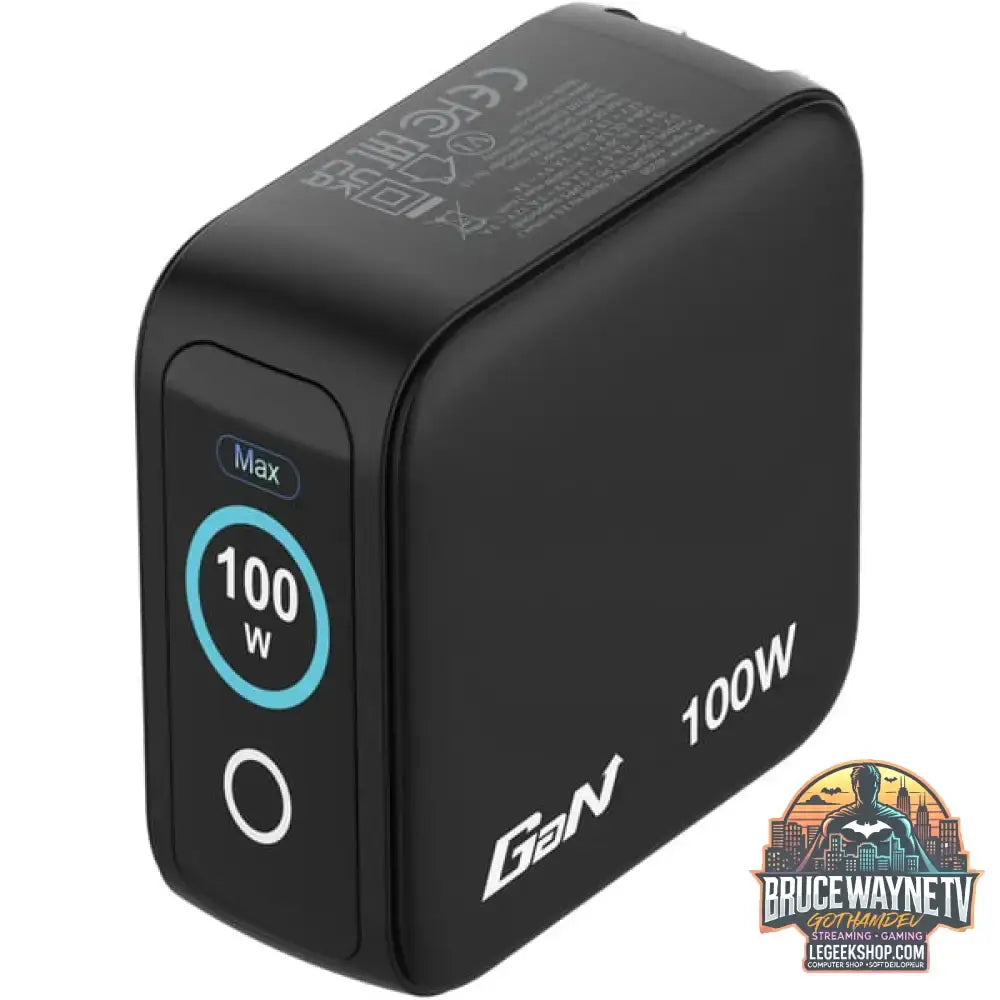 Verbatim Mini-GaN-Ladegerät mit Display schwarz, 100 Watt Gesamtleistung - Verbatim - vue 2