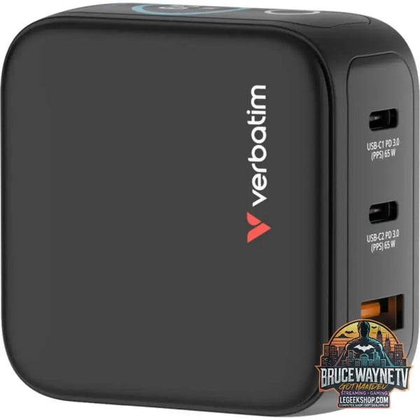 Verbatim Mini-GaN-Ladegerät mit Display schwarz, 65 Watt - Verbatim