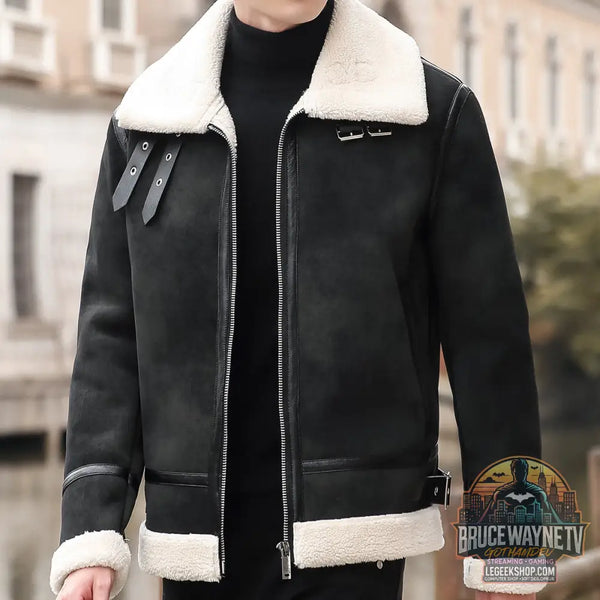 Veste Biker Cuir Artificiel Laine Agneau Homme - manteau Homme