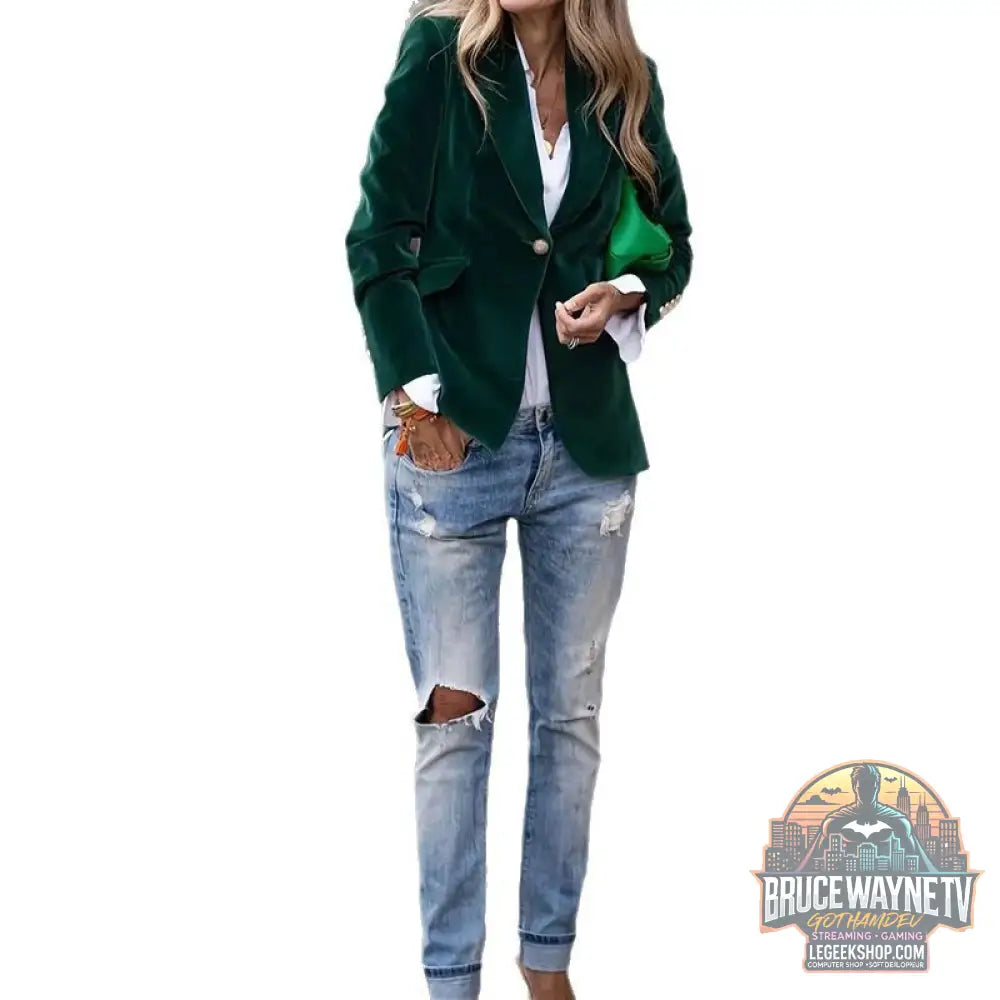 👔 Veste Blazer Femme Velours Col Revers Slim Élégante 👔 - Veste Blazer Femme