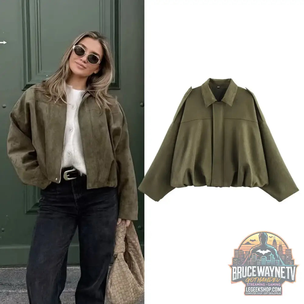 Veste Bombardier Femme Col Rabattu Vintage Chic Printemps - Veste Femme