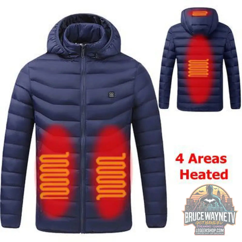 Veste Chauffante Homme USB Rechargeable Hiver - 4zone heating blue / M - Veste Chauffante Homme