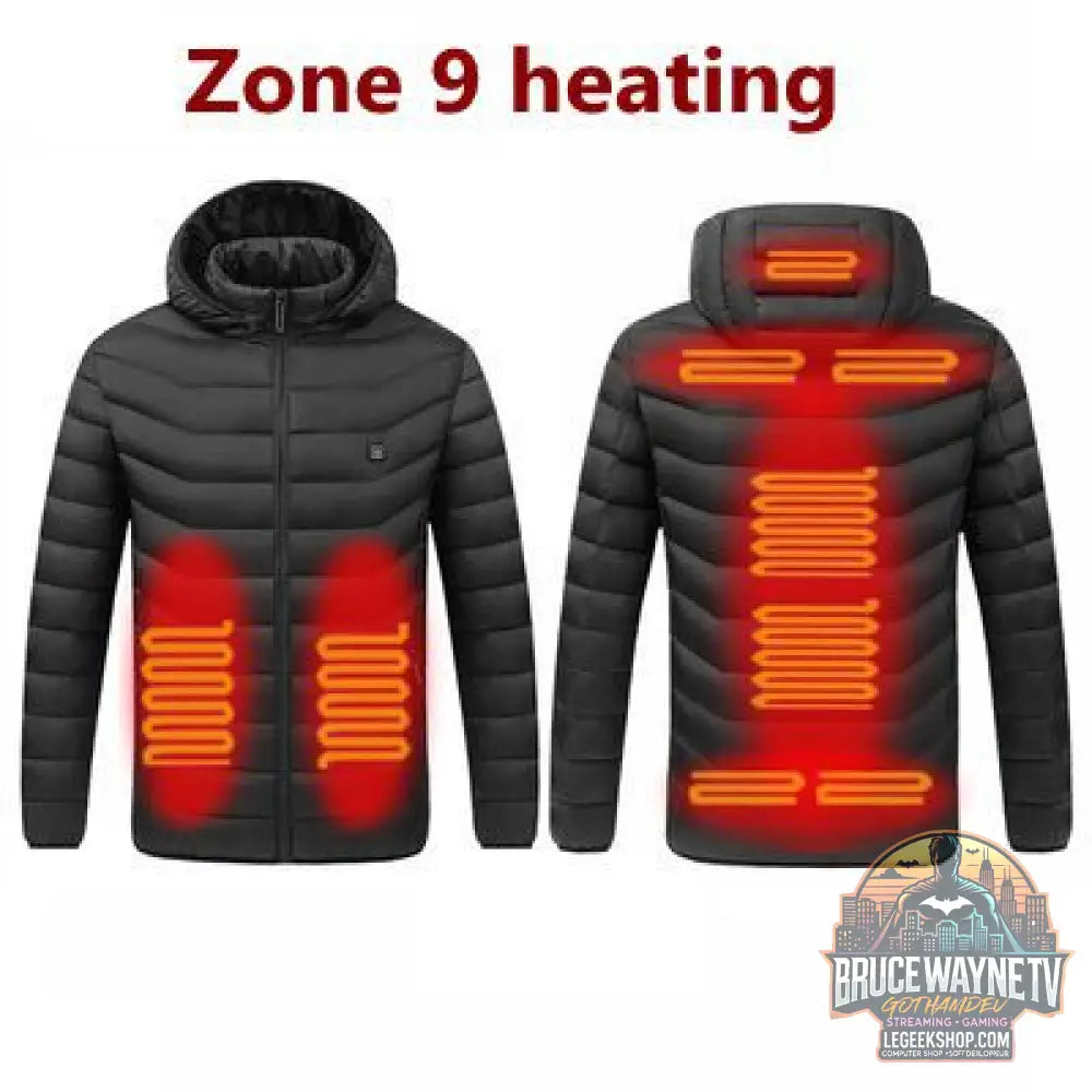 Veste Chauffante Homme USB Rechargeable Hiver - 9zone heating black / M - Veste Chauffante Homme