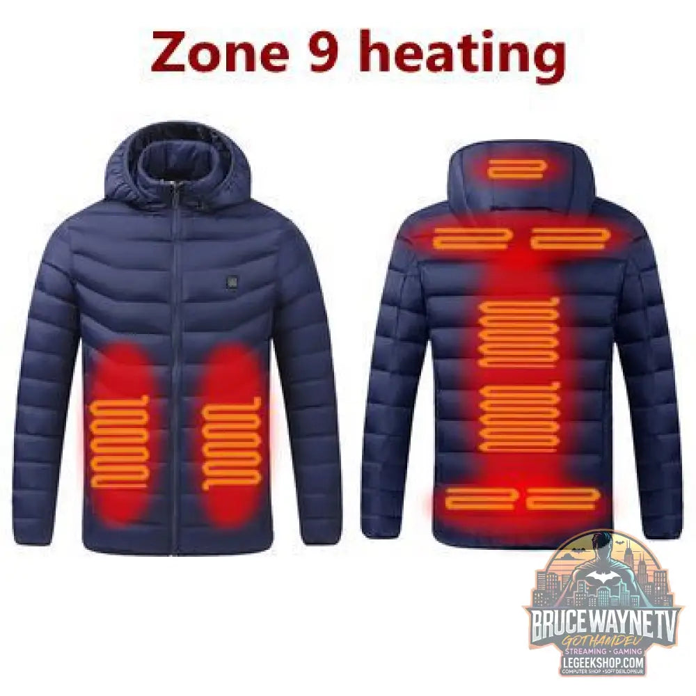 Veste Chauffante Homme USB Rechargeable Hiver - 9zone heating blue / M - Veste Chauffante Homme