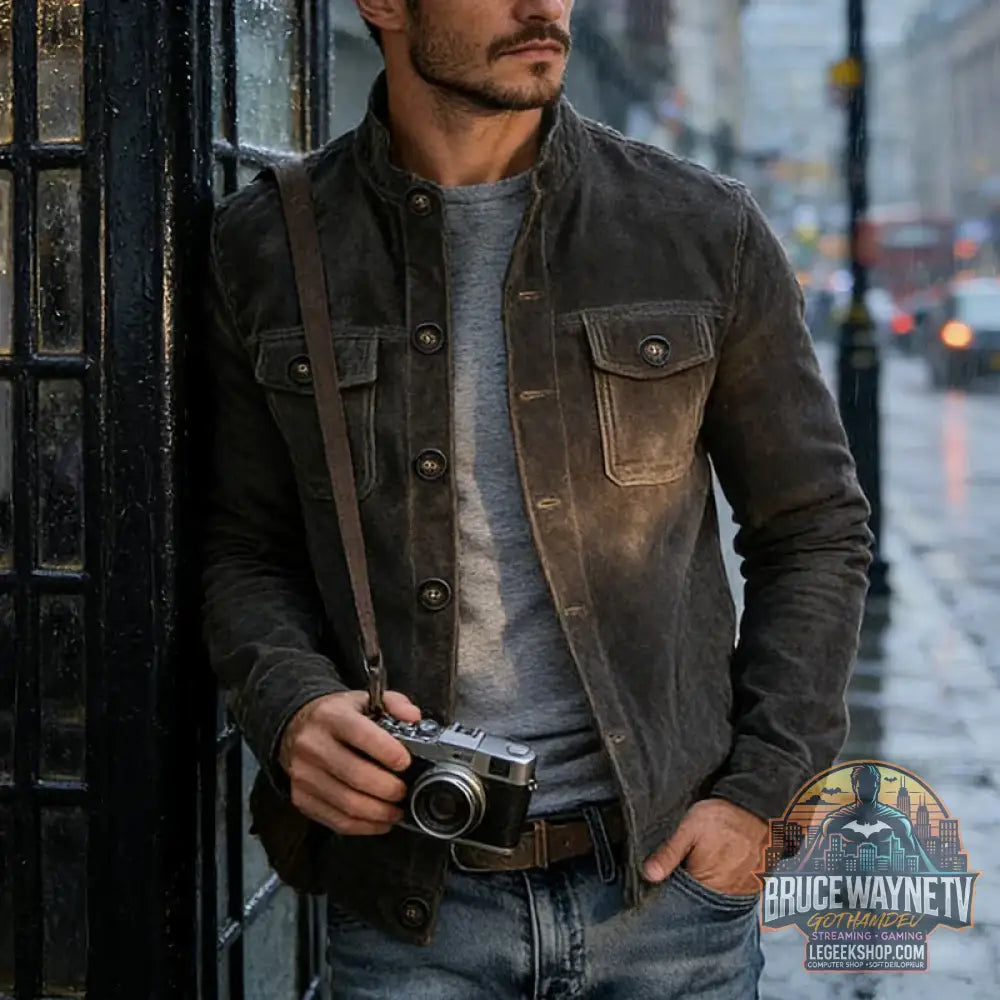Veste Daim Homme - Col Rabattu Bouton Cargo Automne Hiver - Veste Homme