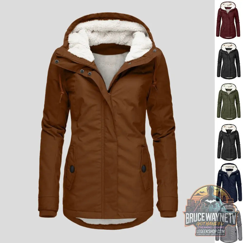 Veste Hiver Capuche Polaire Chaude Poches Zip Femme - Veste Femme