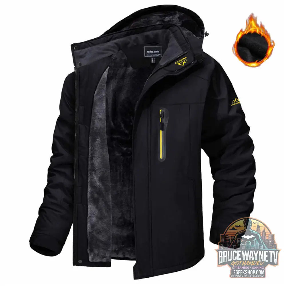 Veste Hiver Homme Capuche Polaire Imperméable Coupe-Vent - black / XL - Veste Homme