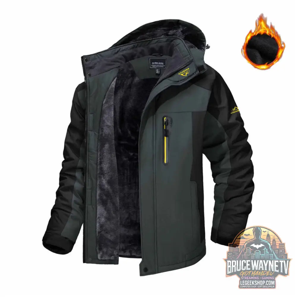 Veste Hiver Homme Capuche Polaire Imperméable Coupe-Vent - Carbon gray black / XL - Veste Homme