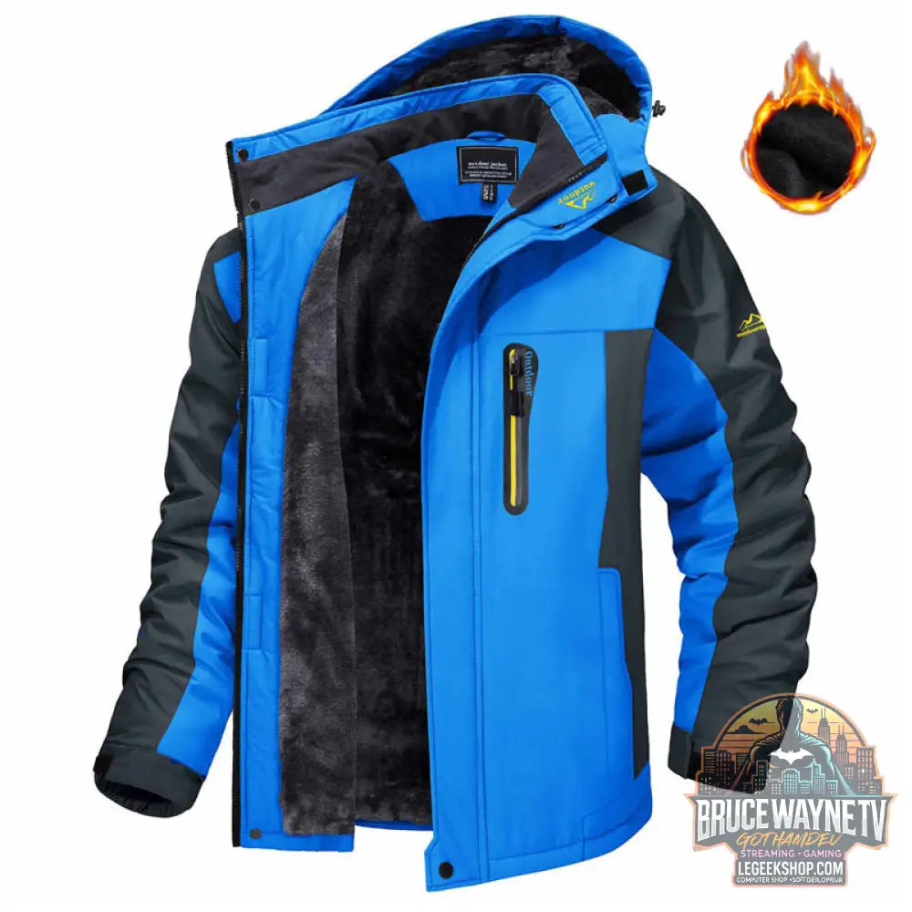 Veste Hiver Homme Capuche Polaire Imperméable Coupe-Vent - Colorful Blue / XL - Veste Homme