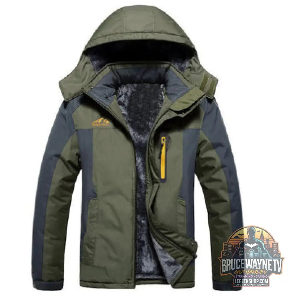 Veste Hiver Homme Capuche Polaire Imperméable Coupe-Vent - GREEN A / L - Veste Homme