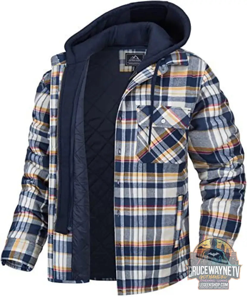 🧥 Veste Homme Carreaux Capuche Rembourrée Hiver Chaud 🧥 - Orange / S - Veste Homme