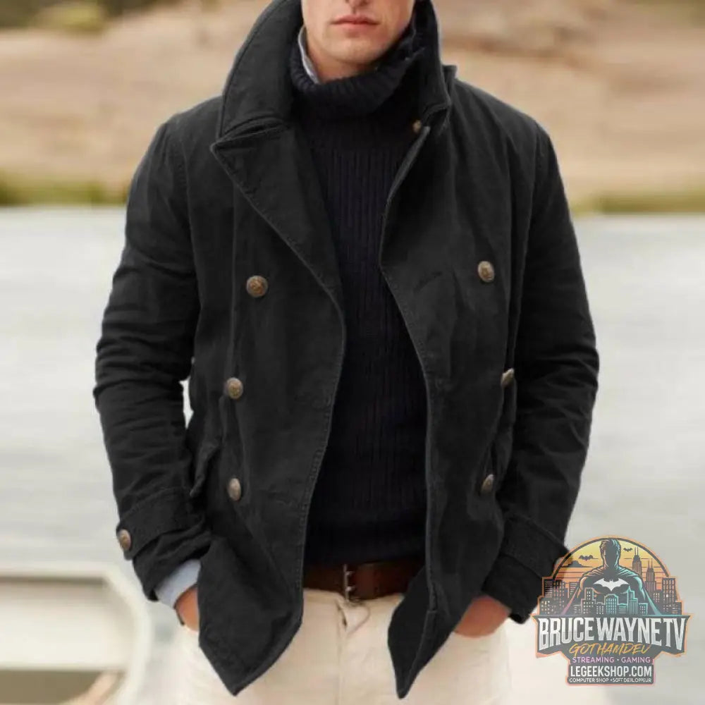 Veste Homme Casual Fashion Doublée Couleur Unie Revers Coupe Loose - Veste Homme