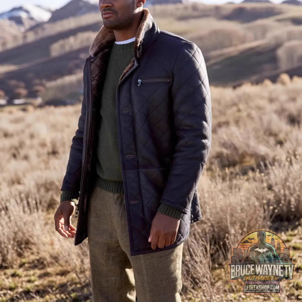 Veste Matelassée Fourrure Homme Boutons Longue Hiver - Veste Matelassée Homme