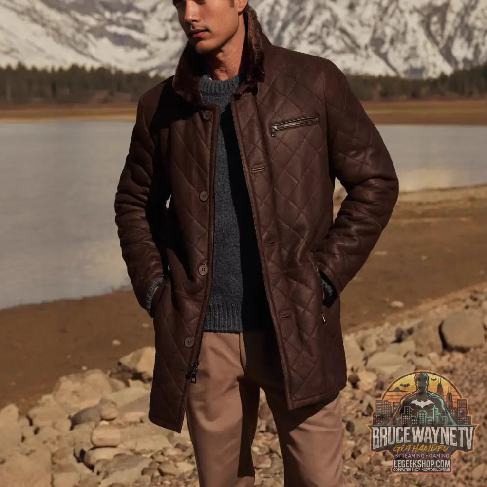 Veste Matelassée Fourrure Homme Boutons Longue Hiver - Veste Matelassée Homme