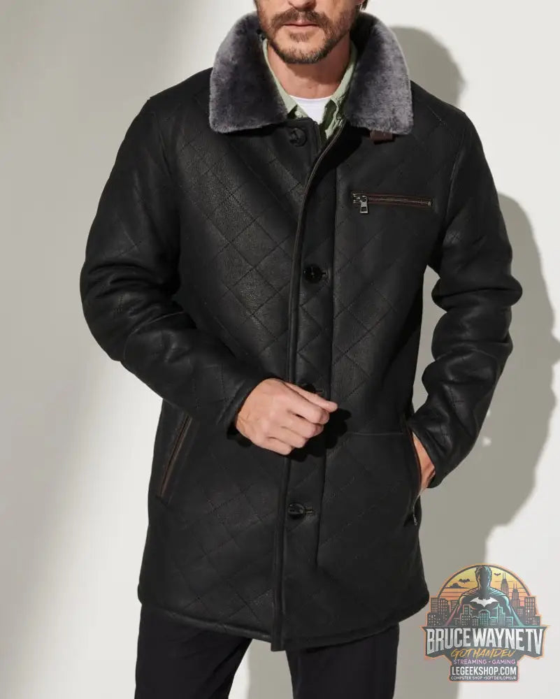 Veste Matelassée Fourrure Homme Boutons Longue Hiver - Black / S - Veste Matelassée Homme