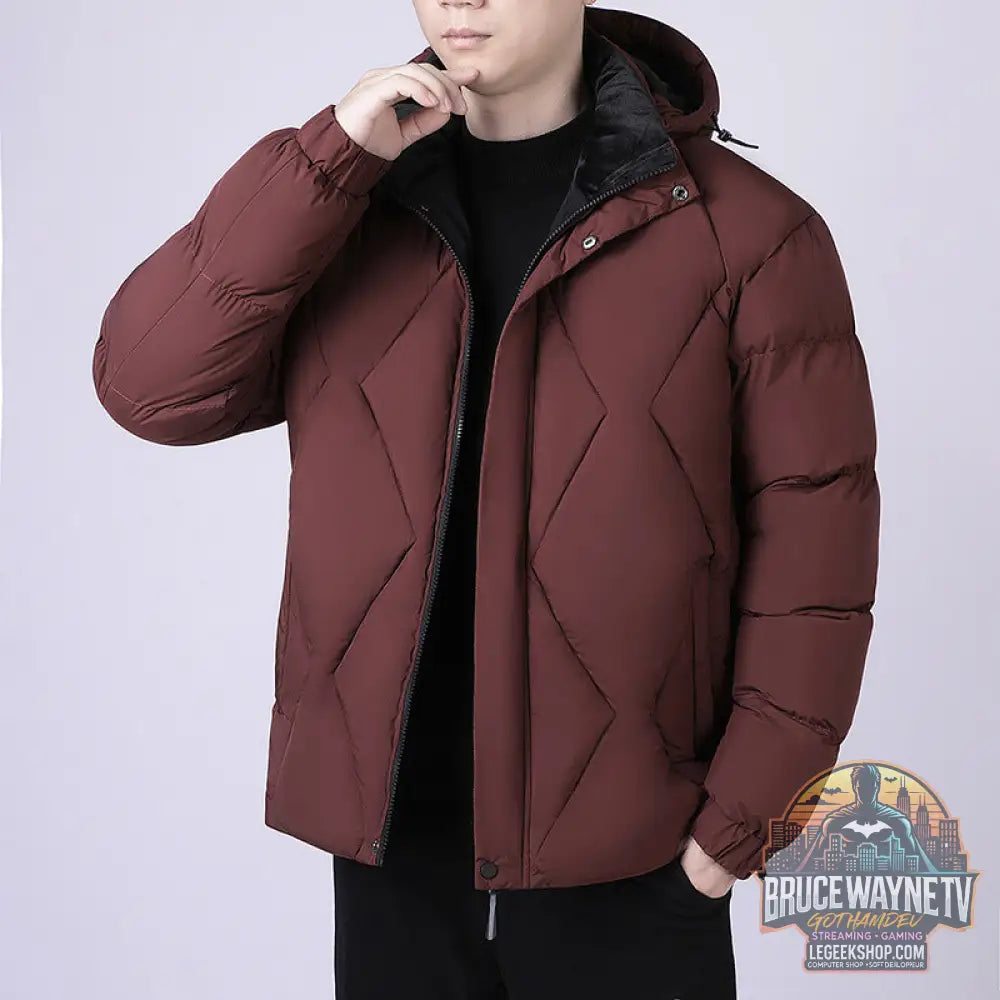 Veste Matelassée Homme Hiver Capuche Épaisse Chaude - MY5527 Wine Red / S - Veste Matelassée Homme